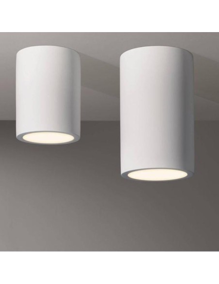 Applique Lampada Gesso Bianco Verniciabile da Soffitto Ø 70 mm x L. 112 mm 