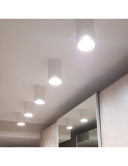 Applique Lampada Gesso Bianco Verniciabile da Soffitto Ø 70 mm x L. 112 mm 
