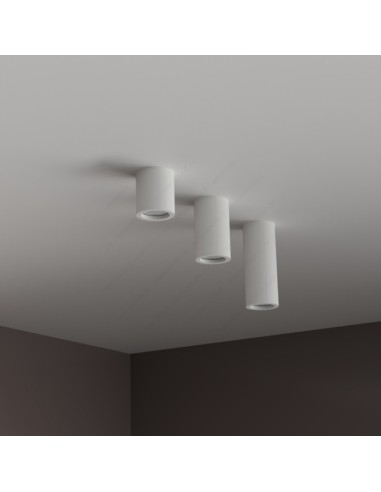 Applique Lampada Gesso Bianco Verniciabile da Soffitto Ø 70 mm x L. 112 mm 