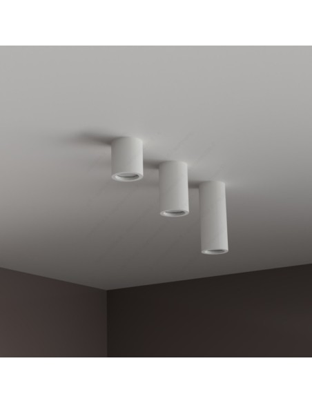 Applique Lampada Gesso Bianco Verniciabile da Soffitto Ø 70 mm x L. 112 mm 