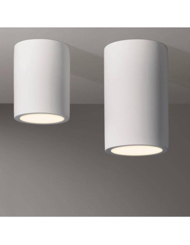 Applique Lampada Gesso Bianco Verniciabile da Soffitto Ø 70 mm x L. 170 mm 