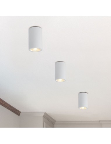 Applique Lampada Gesso Bianco Verniciabile da Soffitto Ø 70 mm x L. 170 mm 
