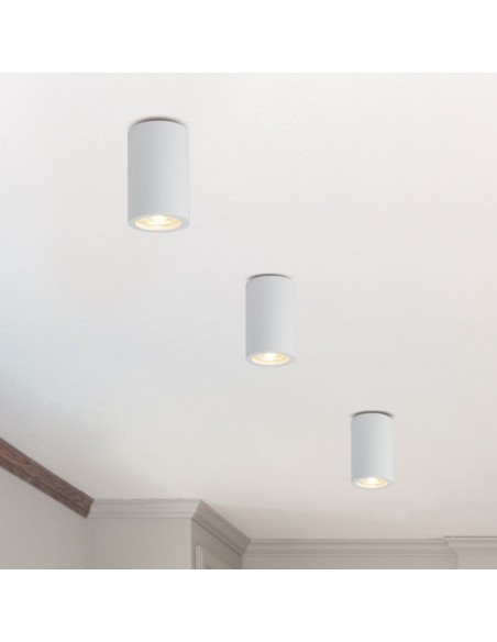 Applique Lampada Gesso Bianco Verniciabile da Soffitto Ø 70 mm x L. 170 mm 