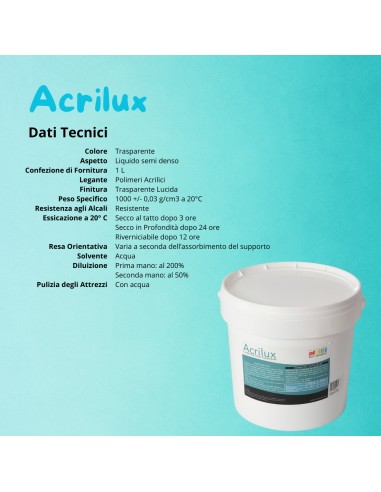 Acrilux Lucidante Vetrificante Acrilico Trasparente A Base Acqua Per Superfici