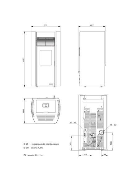Stufa A Pellet Palazzetti Ecofire Milù 8 Kw 5 Stelle