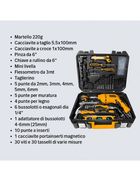 Valigetta Completa Trapano Elettrico 101 Utensili Accessori Professionali 