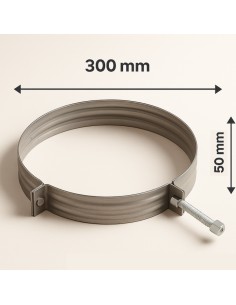 Collare Nervato Acciaio Inox Ø 300 mm Fissaggio Canna Fumaria Confezione 2 Pezzi 2
