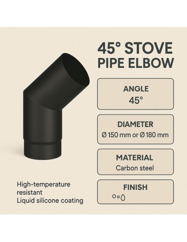 Curva a 45° Elemento Angolare Modifica Sezione Canale Fumo Stufa Pellet