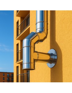 Curva  90° Acciaio Inox Ø 180/230 MM Spessore 0,5 MM Canna Fumaria Doppia Parete 2