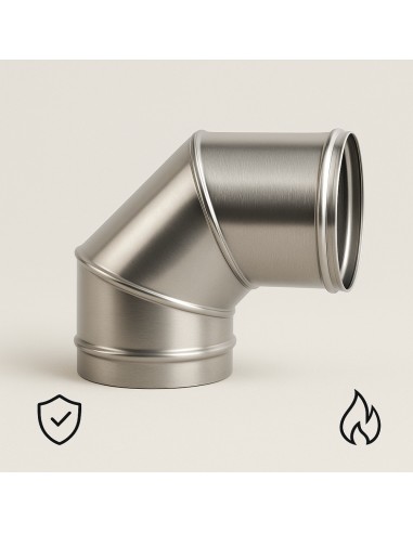 Curva In Acciaio Inox  Assemblaggio Canna Fumaria Diametro 250 mm Deviazioni 90° 