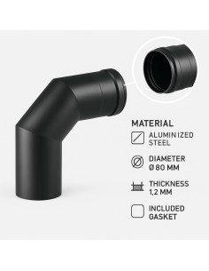 Curva 90° Modifica Direzione Canale Fumo Diametro 80 mm Sp. 1,2 mm Stufa Pellet 2