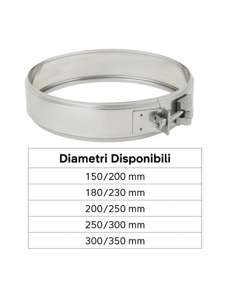 Fascetta Bloccaggio Doppia Parete Acciaio Inox Canna Fumaria Collare Tubature