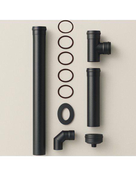 Kit Facile Pellet Completo 11 Pezzi Per Canale Da Fumo Diametro 80 mm