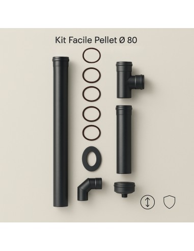 Kit Facile Pellet Completo 11 Pezzi Per Canale Da Fumo Diametro 80 mm