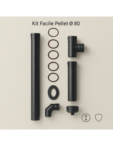 Kit Facile Pellet Completo 11 Pezzi Per Canale Da Fumo Diametro 80 mm
