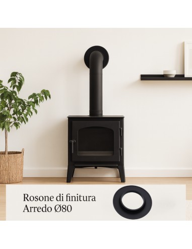 Rosone Finitura Arredo ø 80 mm Silicone Canale Fumo Stufa Pellet Copertura