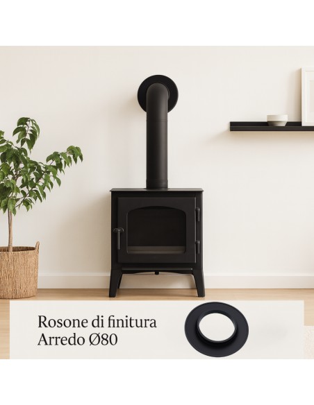 Rosone Finitura Arredo ø 80 mm Silicone Canale Fumo Stufa Pellet Copertura