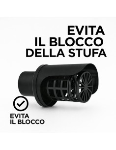  Cappello Orizzontale Griglia Ø 80 mm Acciaio Inox Verniciato Nero Stufa Pellet 2