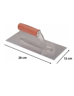 Frattone Spatola Dentata 28x12 cm Impugnatura Gomma Dente 3x3 mm  2