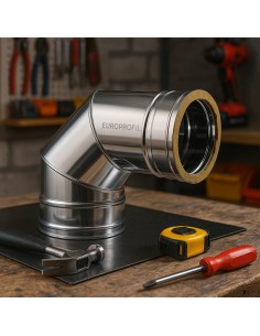 Curva  90° Acciaio Inox Ø 200/250 MM Spessore 0,5 MM Canna Fumaria Doppia Parete 2