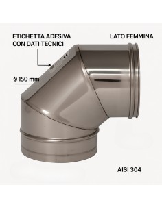 Curva  90° Acciaio Inox Ø 150 MM Spessore 0,5 MM Canna Fumaria Monoparete   2