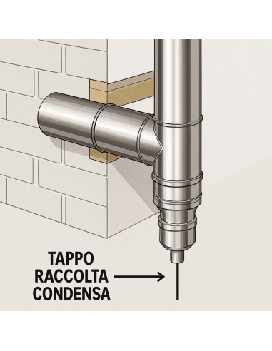 Tappo Raccolta Condensa Acciaio Per Ispezione Canna Fumaria Manutenzione