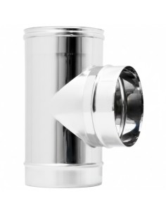 Raccordo T 90° Mono Parete Acciaio Inox Sp. 0,5 mm Collegamento Canna Fumaria