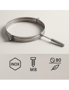 Collare Nervato Acciaio Inox Ø 80 mm Fissaggio Canna Fumaria Confezione 2 Pezzi 2