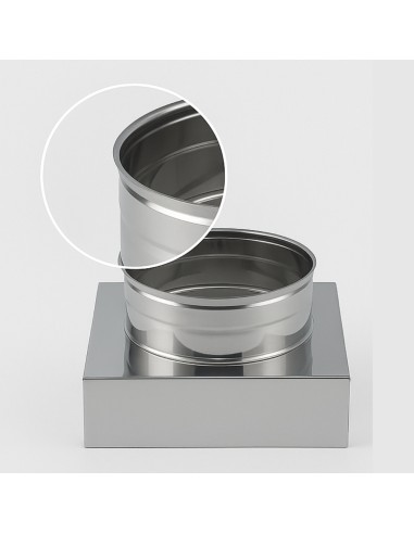 Riduzione Quadra Tonda 350x350 - Ø 300 mm, Acciaio Inox Sp. 0,5 mm Canna Fumaria