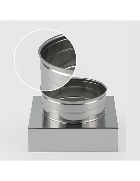 Riduzione Quadra Tonda 350x350 - Ø 300 mm, Acciaio Inox Sp. 0,5 mm Canna Fumaria