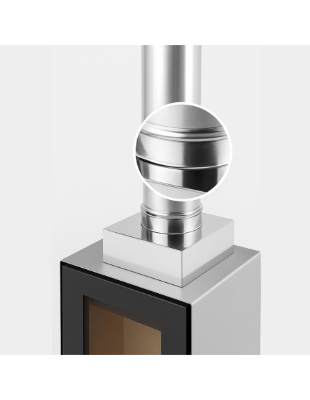 Riduzione Quadra Tonda 350x350 - Ø 300 mm, Acciaio Inox Sp. 0,5 mm Canna Fumaria
