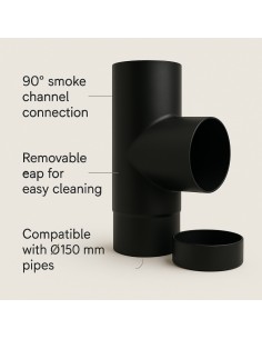 Raccordo a T Arredo Tappo Ispezione Raccolta 90° Canale Fumo Stufa A Pellet 2