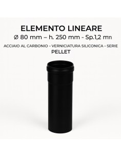 Tubo Acciaio Canna Fumaria Stufa Pellet Spessore 1,2 mm Diametro 80 mm   2
