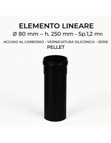 Tubo Acciaio Canna Fumaria Stufa Pellet Spessore 1,2 mm Diametro 80 mm  