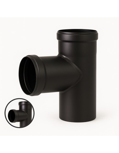 Raccordo T Scarico Fumi Stufa Pellet 90° Diametro 80 mm Spessore 1,2 mm