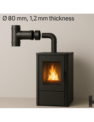 Raccordo T Scarico Fumi Stufa Pellet 90° Diametro 80 mm Spessore 1,2 mm
