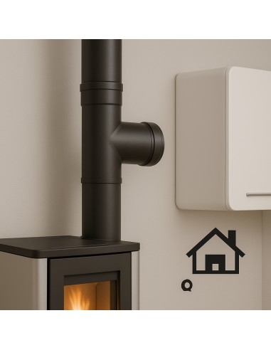 Raccordo T Scarico Fumi Stufa Pellet 90° Diametro 80 mm Spessore 1,2 mm