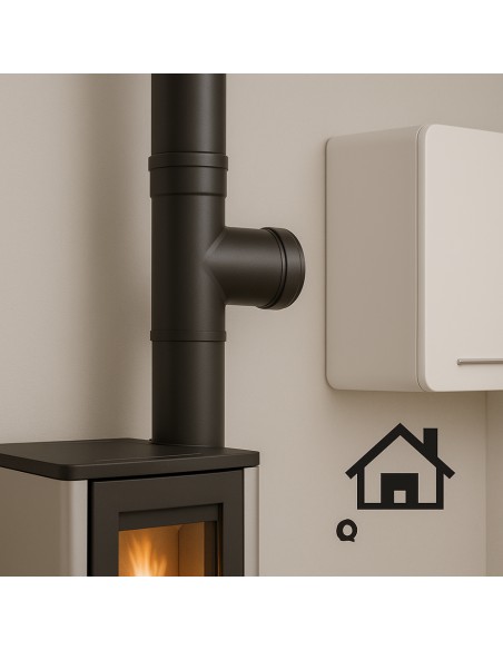 Raccordo T Scarico Fumi Stufa Pellet 90° Diametro 80 mm Spessore 1,2 mm