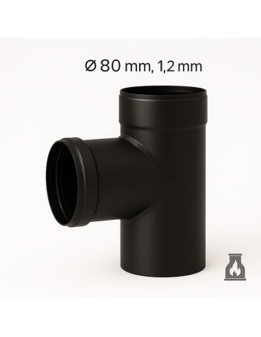 Raccordo T Scarico Fumi Stufa Pellet 90° Diametro 80 mm Spessore 1,2 mm