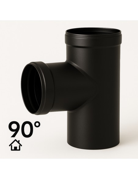 Raccordo T Scarico Fumi Stufa Pellet 90° Diametro 80 mm Spessore 1,2 mm