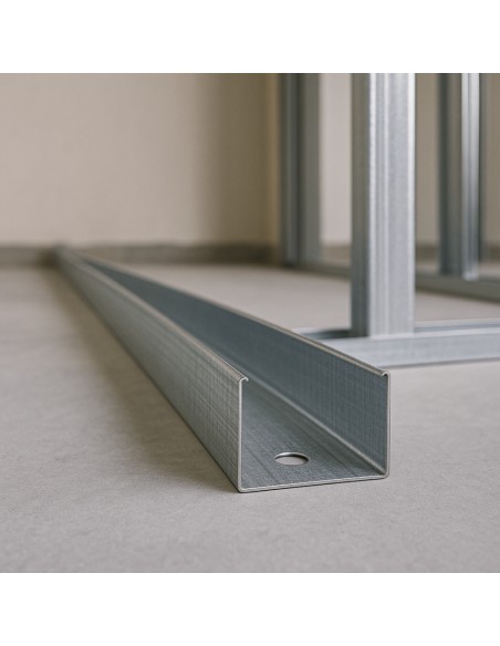 Guida U Standard 2 m Acciaio Zincato Sp 0,6 mm Fissaggio Cartongesso 16 Pezzi