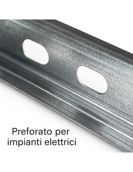 Montante C Standard 2 m Profilo Preforato Sp 0,6 mm Fissaggio Cartongesso 1 Pz