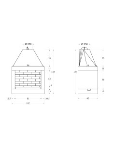Camino a Legna Prefabbricato Focolare Aperto Refrattario QR100REF Parete Angolo 2
