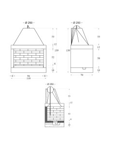 Camino Legna Prefabbricato Refrattario Focolare Aperto QR110 Riscaldamento 2