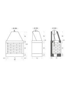 Camino a Legna Prefabbricato Focolare Aperto Refrattario QR90REF Parete Calore 2