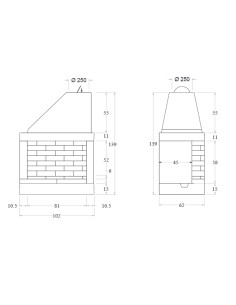 Camino a Legna Prefabbricato Refrattario con Focolare Semiaperto Destra QR100FDX 2