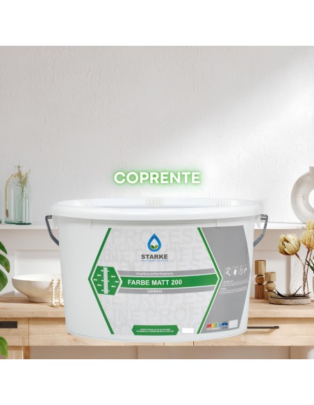 Farbe Matt 200 Pittura Acrilica Coprente Traspirante Bassa Lavabilità Interni