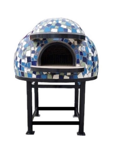 Forno A Legna Artigianale Diametro 100 cm Capienza 3/4 Pizze Cetara Blu Con Base