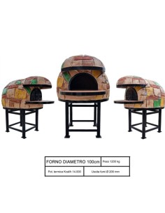 Forno Legna Artigianale Diametro 100 cm Capienza 3/4 pizze Rustico Base Ferro 2