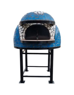 Forno A Legna Artigianale 100 cm Capienza 3/4 Pizze Wave Bianco Azzurro Con Base